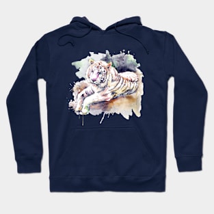 Resting and Alert Blue Eyed White Tiger Hoodie